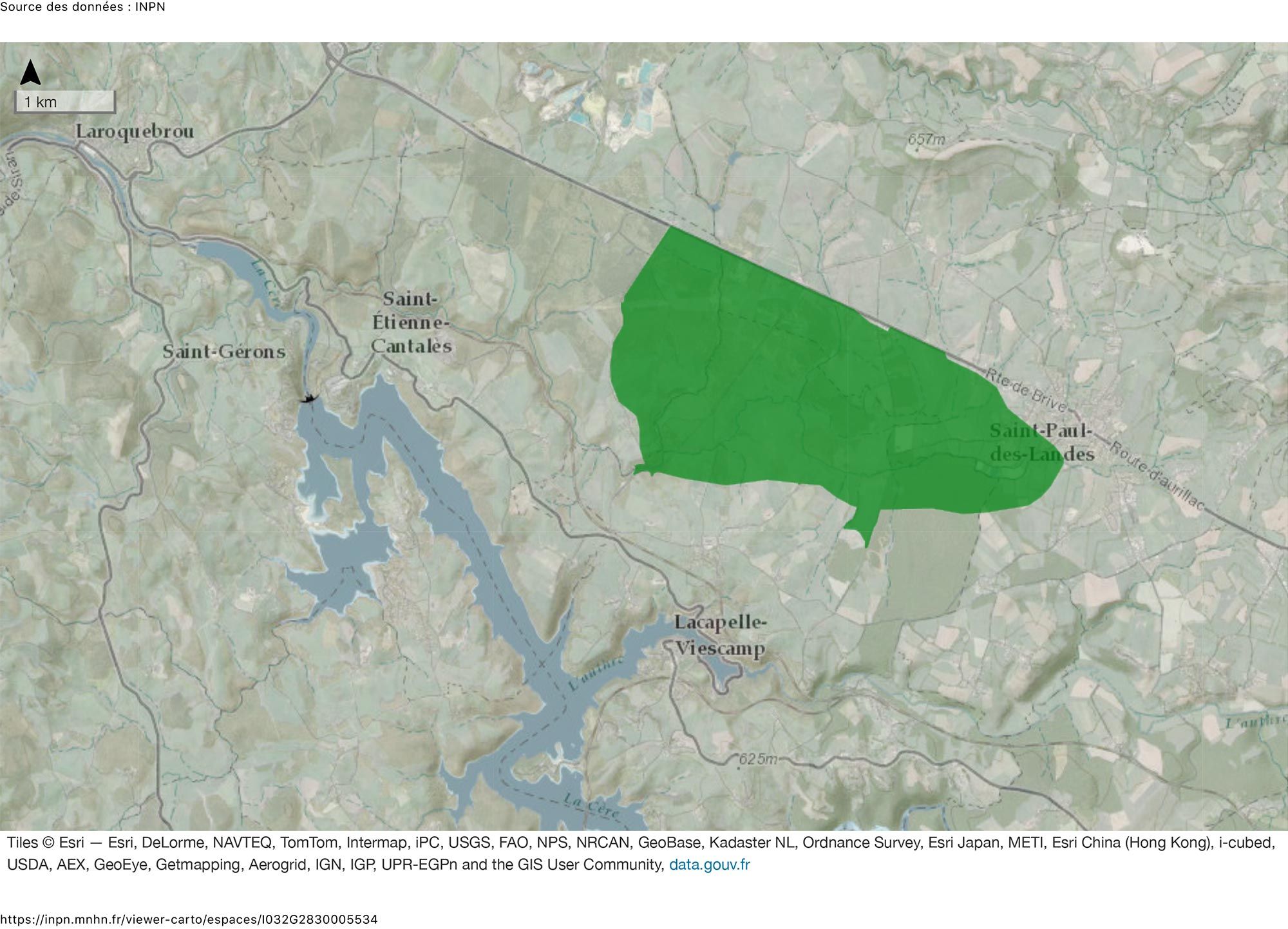  ZNIEFF : Marais du Cassan et de Prentegarde qui prend place entre Saint-Paul-des-Landes et le lac de Saint-Etienne-Cantales, à l'ouest d'Aurillac dans le Cantal