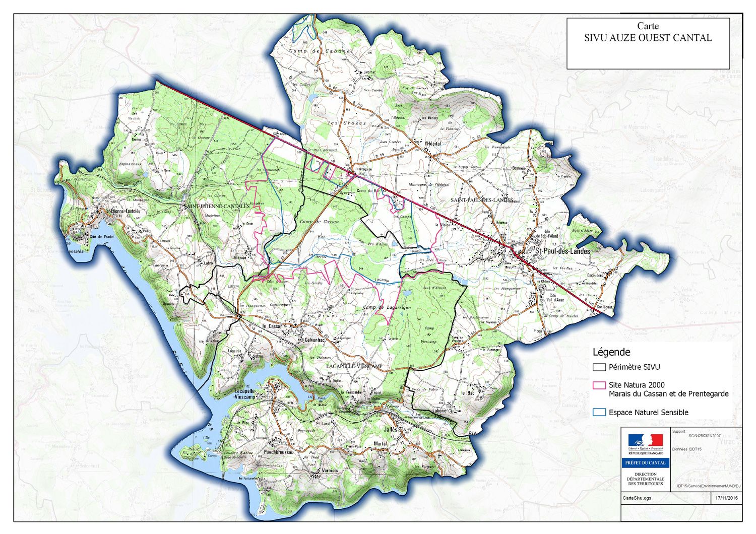 Périmètre de protection du SIVU Auze Ouest Cantal